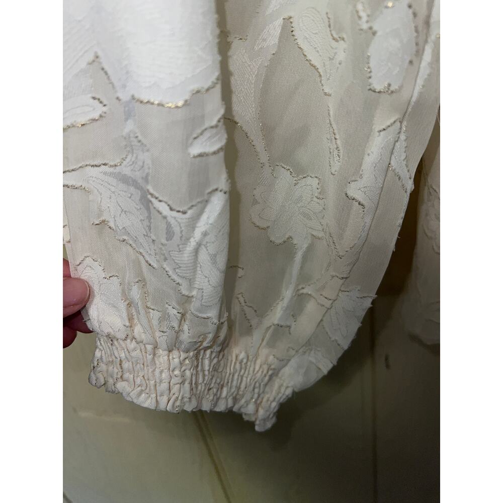 Sheilay Top Womens Large Sexy Sheer Blouse Chiffon Crochet Cottagecore Romantic - Picture 6 of 11